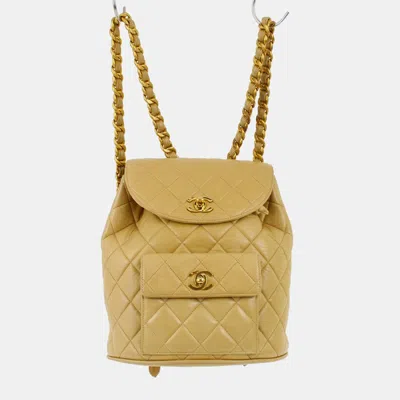 Pre-owned Chanel Duma Large Beige Lambskin Leather Backpack Bag