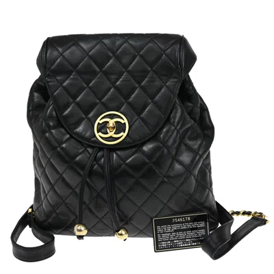 Pre-owned Chanel Duma Leather Backpack Bag () In Black