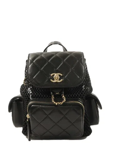 Pre-owned Chanel Duma Leather Backpack In Black