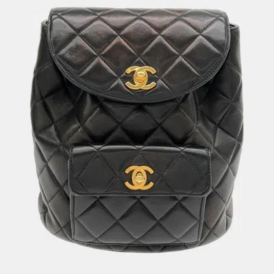 Pre-owned Chanel Duma Medium Black Lambskin Leather Backpack Bag