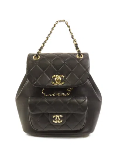 Pre-owned Chanel Duma Quilted Backpack In Black