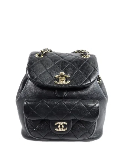 Pre-owned Chanel Duma Quilted Backpack In Black