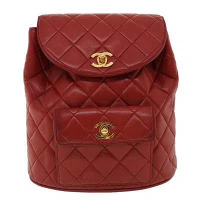 Pre-owned Chanel Duma Red Leather Backpack Bag ()