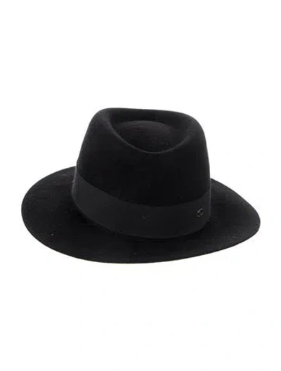 Pre-owned Chanel Ear Flap Fedora Hat In Black