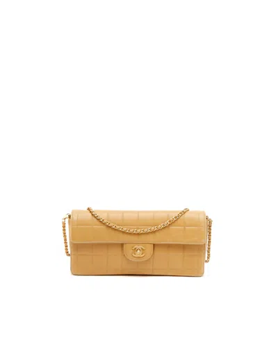 Chanel East West Chocolate Bar Flap Bag In Beige