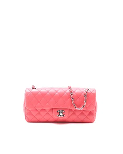 Pre-owned Chanel East West Single Flap Bag In Pink
