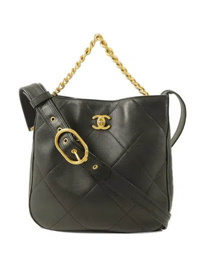Pre-owned Chanel Easy Mood Cc Turn-lock Shoulder Bag In Black