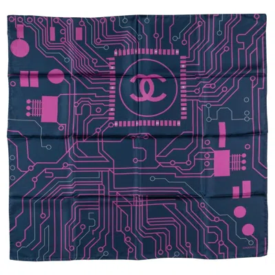 Pre-owned Chanel "echarpe En Soie" Silk Scarf In Purple
