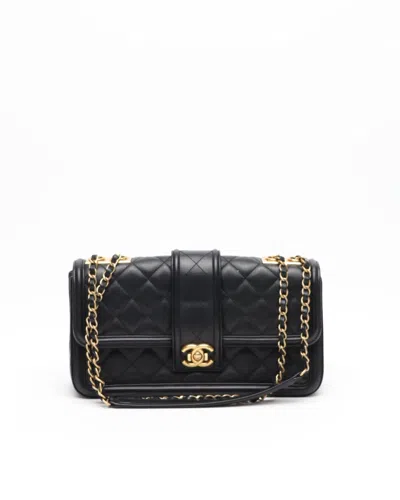 Pre-owned Chanel Elegant Cc Jumbo Single Flap Bag In Black