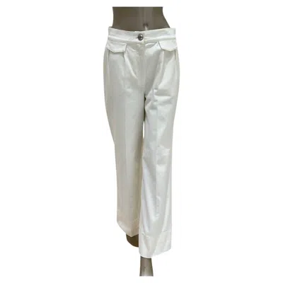 Pre-owned Chanel Elegant  White Cotton Globalization Pants - Size 38