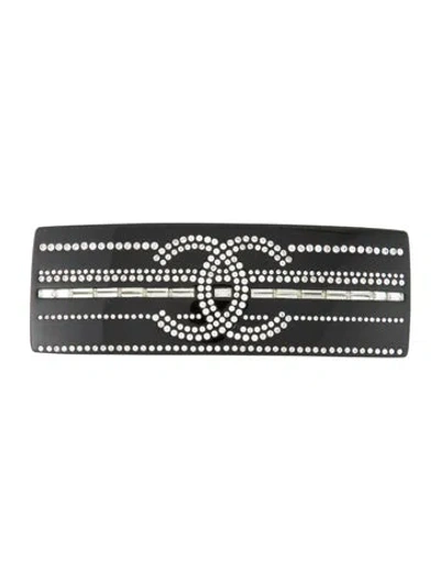 Pre-owned Chanel Embellished Hair Clip In Black