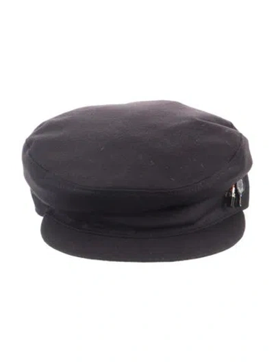 Pre-owned Chanel Embellished Newsboy Cap In Black