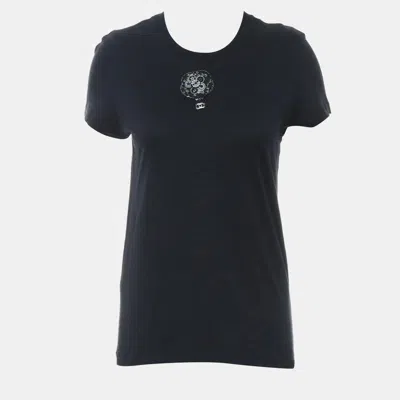 Pre-owned Chanel Embellished T-shirt In Navy Blue