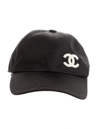 Pre-owned Chanel Embroidered Cc Logo Baseball Cap In Black