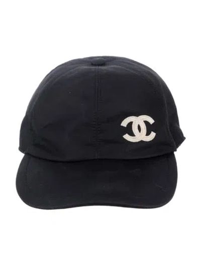 Pre-owned Chanel Embroidered Cc Logo Baseball Cap In Black