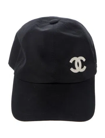 Pre-owned Chanel Embroidered Cc Logo Baseball Cap In Black