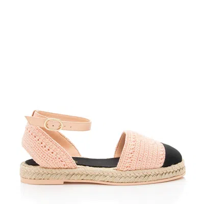 Pre-owned Chanel Embroidered Grosgrain Cc Espadrilles In Pink