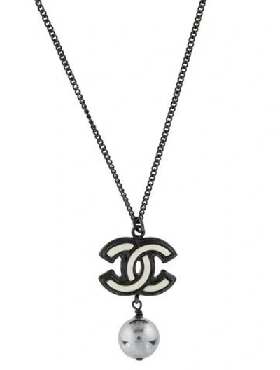 Pre-owned Chanel Enamel Cc Pendant Necklace, 23.5" In Multi