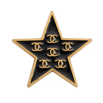 Pre-owned Chanel Enamel Star Brooch In Black
