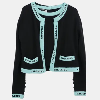 Pre-owned Chanel Ensemble Cardigan Short Sleeve Top Black Size L