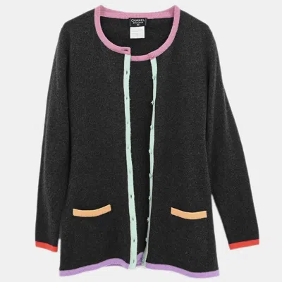 Pre-owned Chanel Ensemble Cardigan Short Sleeve Top Gray 98c #40