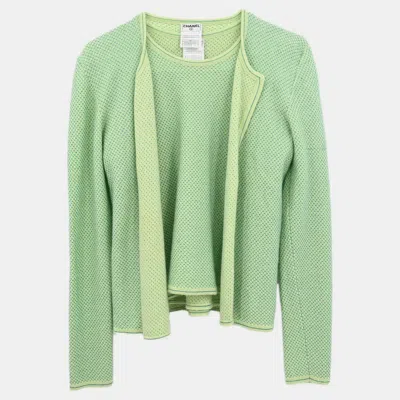 Pre-owned Chanel Ensemble Cardigan Short Sleeve Top Light Green 01c #38