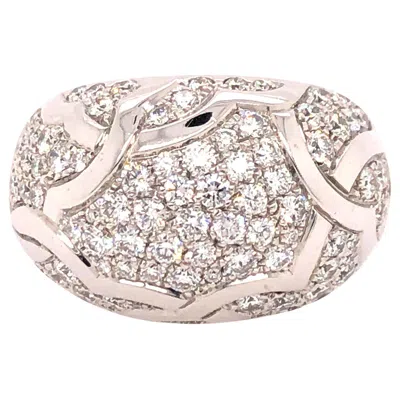 Pre-owned Chanel Estate  Camilia Diamond Ring 18k White Gold