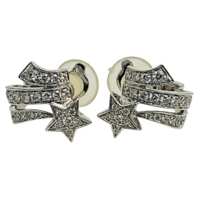 Pre-owned Chanel Etoile Filante 18k White Gold And Diamond Star Earrings