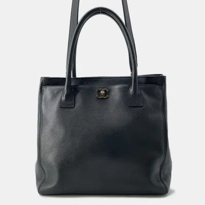 Pre-owned Chanel Executive Black Leather Tote Bag