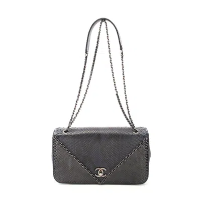 Pre-owned Chanel Exotic Leather Shoulder Bag In Blue