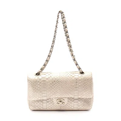 Pre-owned Chanel Exotic Leather W Flap Shoulder Bag In Sand
