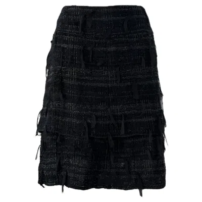 Pre-owned Chanel Exquisite Black Ribbon Tweed Skirt 46 Fr