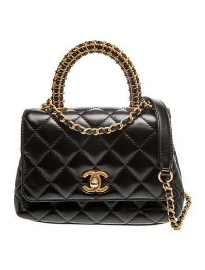 Pre-owned Chanel Extra Mini Coco Chain Handle Bag In Black
