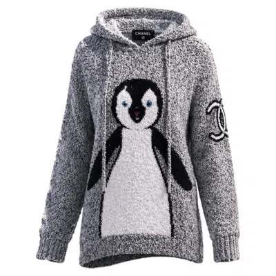 Pre-owned Chanel Extremely Rare Cc Logo Penguin Boucle Hoodie 42 Fr In Gray