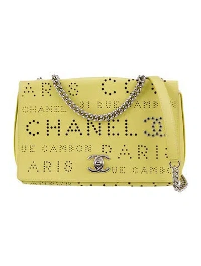 Pre-owned Chanel Eyelet Flap Bag W/ Pouch In Green
