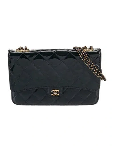 Pre-owned Chanel Eyelet Wallet On Chain In Blue