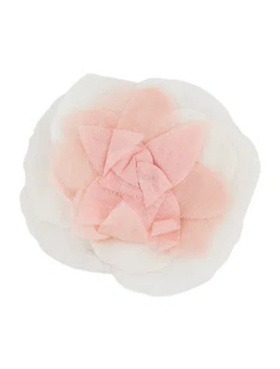 Pre-owned Chanel Fabric Camellia Brooch In Multi