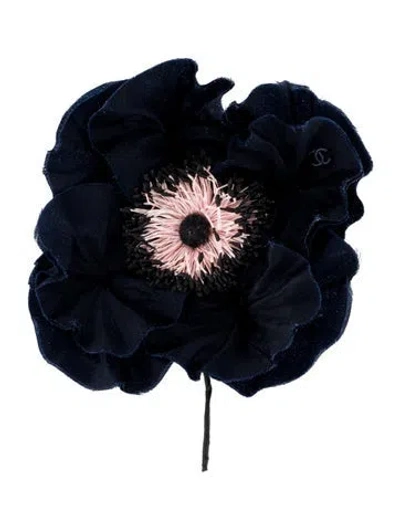 Pre-owned Chanel Fabric Camellia Brooch In Multi