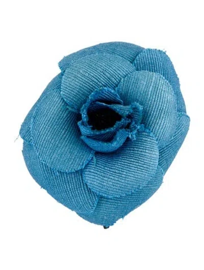 Pre-owned Chanel Fabric Camellia Brooch In Multi
