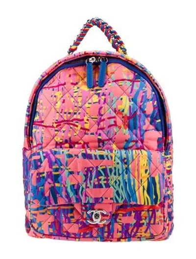 Pre-owned Chanel Fabric Foulard Backpack In Pink