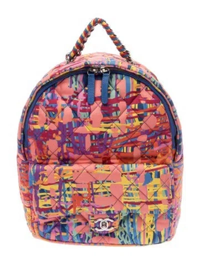 Pre-owned Chanel Fabric Foulard Backpack In Pink