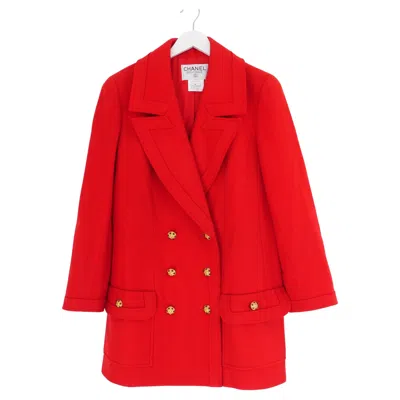 Pre-owned Chanel Fall 1996 Vintage Women's Red Wool Coat With Gripoix Buttons