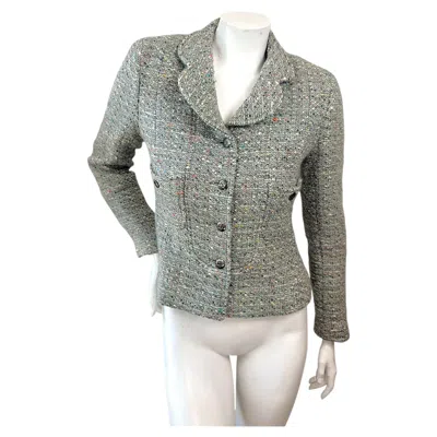 Pre-owned Chanel Fall 1997a Multicolor Confetti Tweed Jacket Fr 36 In Gray