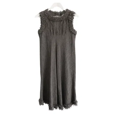 Pre-owned Chanel Fall 2010 Origami Trim Linen & Alpaca Dress In Black
