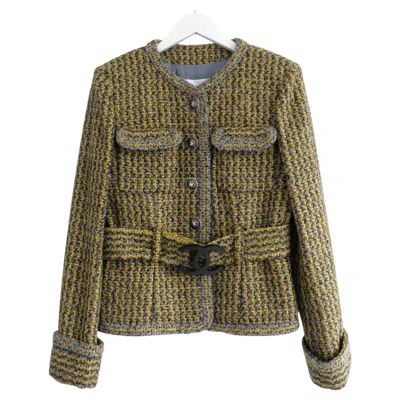 Pre-owned Chanel Fall 2017 17b Women's Tweed Jacket With Cc Belt And Silk Lining In Brown