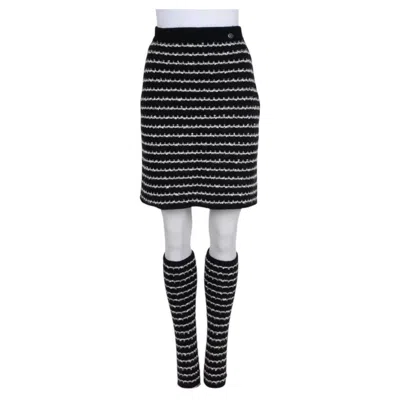 Pre-owned Chanel Fall Winter 2010 Cashmere Knit Skirt & Leg Warmers Set Fr 38 M In Black