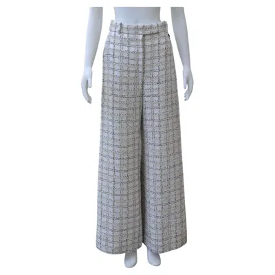 Pre-owned Chanel Fall/winter 2020 Lurex Tweed Trousers - White & Black