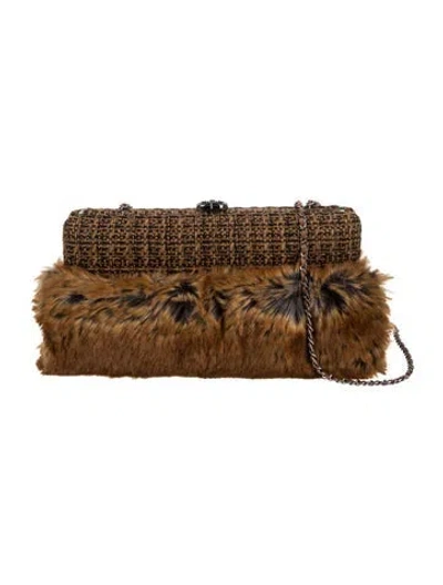 Pre-owned Chanel Fantasy Fur Frame Bag In Brown