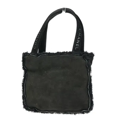 Pre-owned Chanel Fantasy Fur Tote Faux Fur With Leather Black Suede,fur Handbag ()