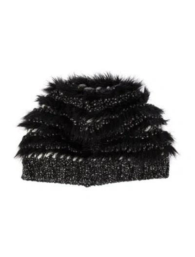 Pre-owned Chanel Faux Fur Trimmed Cashmere Beanie In Multi